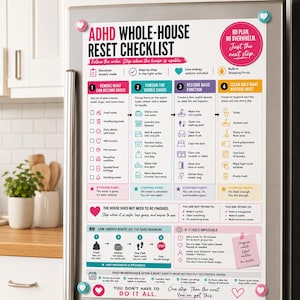 Checklist voor het schoonmaken van je huis met ADHD | Resetten van het hele huis | Schoonmaakchecklist voor de executieve functies (printbaar PDF-bestand)