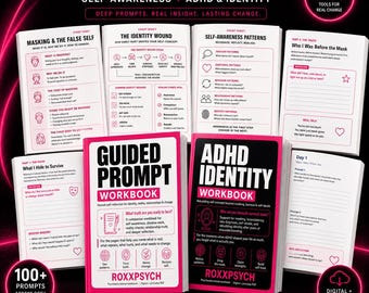 ADHD Identity Workbook Bundle, Self-Awareness Journal, Masking Worksheets (Printable PDF)
