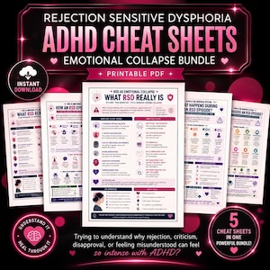 RSD ADHD Emotional Collapse Bundle | Rejection Sensitive Dysphoria Cheat Sheets (PDF)
