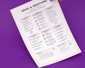 ADHD Emotions Cheat Sheet | Dysregulation, Triggers, Nervous System Regulation (Digital Download)