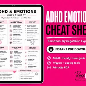 ADHD Emotions Cheat Sheet Emotional Dysregulation, Coping Skills PDF Download