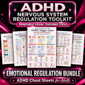 ADHD Nervous System Regulation Toolkit | Visual Teaching Tools, Emotional Regulation Cheat Sheets (Digital Download)