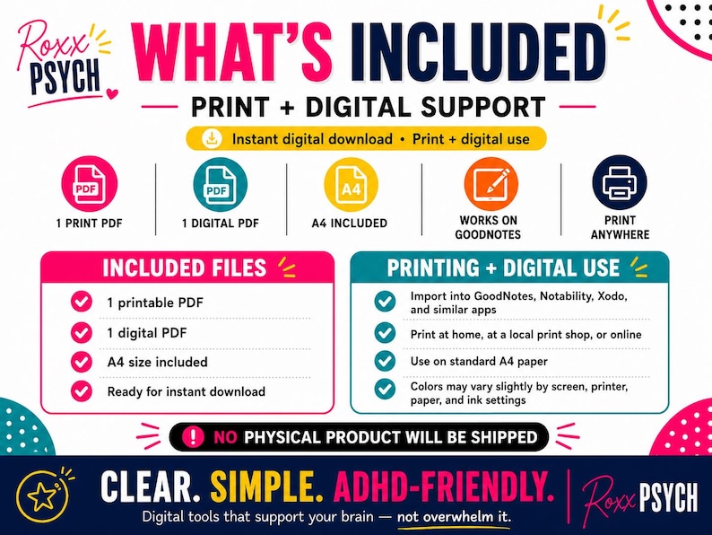 what's included - This printable ADHD Brain Dump Form bundle is made for chaotic brains, emotional avoidance, forgotten tasks, mystery appointments, unpaid bills, and the terrifying phrase: “I’ll remember that later.”

Spoiler: you will not.