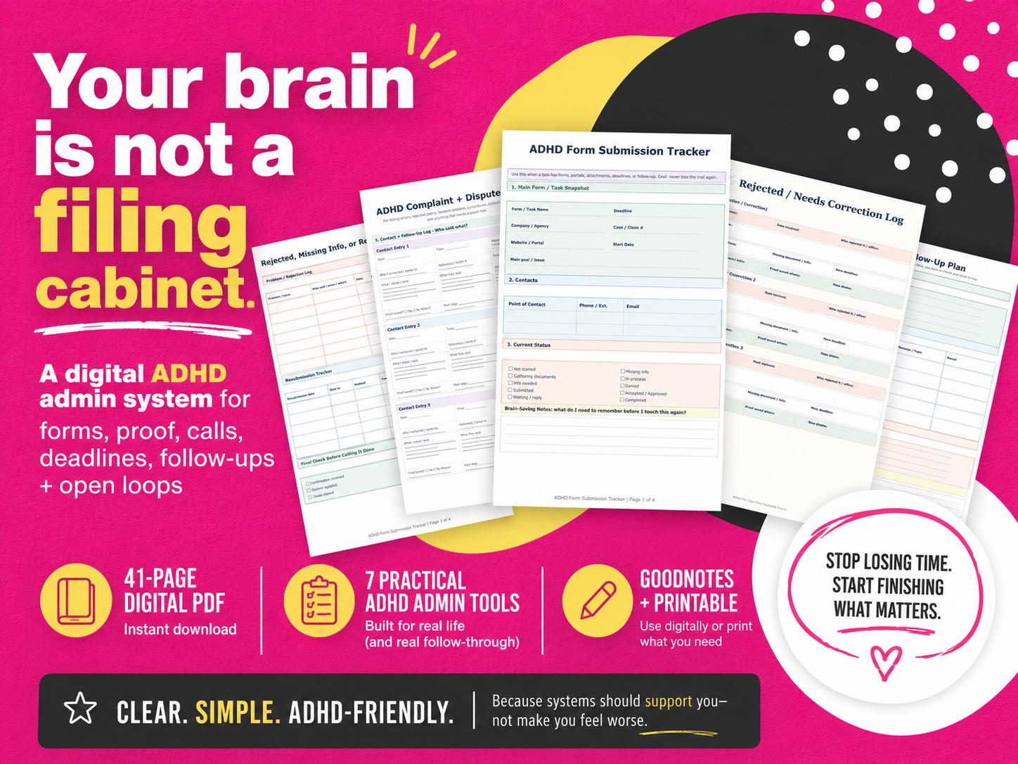 ADHD Admin Survival Kit, Digital PDF Forms Tracker (printable) - Etsy