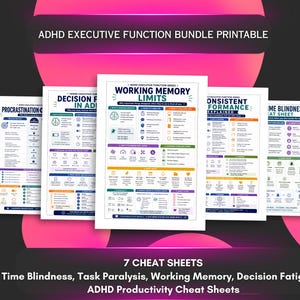 Task Paralysis Pdf ADHD Executive Function Bundle Printable PDF | Time Blindness, Task ...