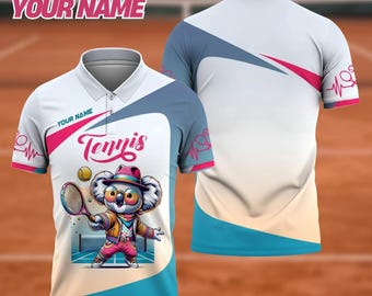 Personalisiertes Tennis Shirt Personalisiertes Tennis Spieler T-Shirt Niedliches Koala Grafik Geschenk für Frauen Männer Sport Outfit Lustiger Tennis Liebhaber Team Bekleidung