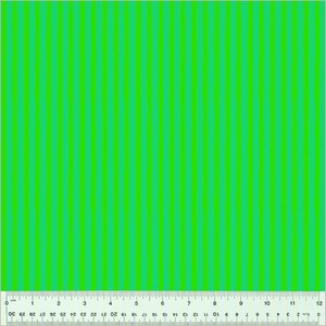 May include: Green and lime green striped fabric. The fabric is measured in inches.