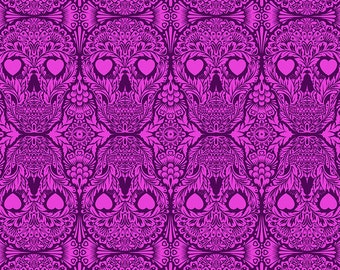 De la Luna by Tula Pink for Free Spirit - Purple Sugar Skulls - Clairvoyant - Cotton Quilt Fabric - Choose Your Size 8-21
