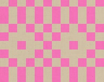 Lofi Linen by Rashida Ruby Star Society -   Bitmapped Check Neon Pink - RS1136 25CL 226