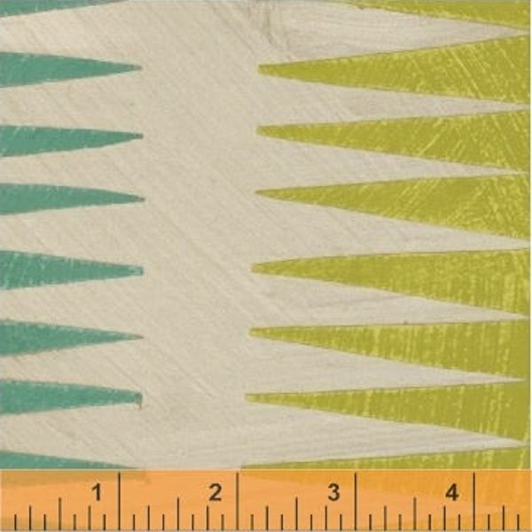 SALE Dreamer by Carrie Bloomston Windham Fabrics - Pueblo Stripe - Turquoise & Moss Green - FQ BTHY Yard Cotton Quilt Fabric 8-21