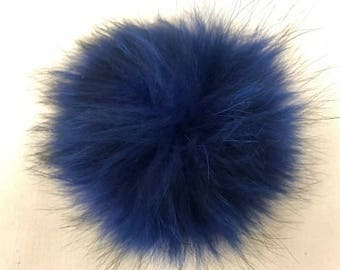 Snap on Raccoon XL Pom Pom 15 cm - Blue Bright Colbalt