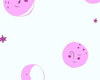Far Far Away 2 by Heather Ross for Windham Fabrics - 51200-9 - Moons - Pink - 125