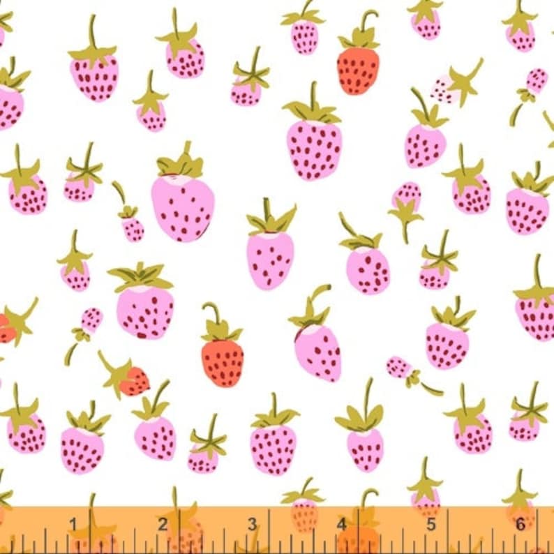 Heather Ross 20th Anniversary Reprint for Windham Fabrics 370240-2 Lilac Strawberry from Kinder 124 image 1