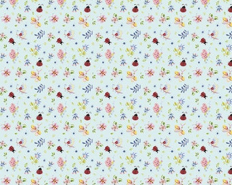 Ladybird by Dena Designs - FreeSpirit  - Ditzy Bugs - Aqua - PWDF322.AQUA - FQ Fat Quarter BTHY Yard - Cotton Quilt Fabric