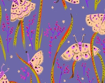 Heather Ross 20th Anniversary Reprint Windham Fabrics - 42210A-14 Twilight Moths from Sleeping Porch 124