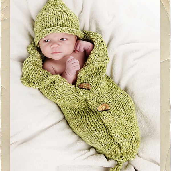 Peanut & Peapod Baby Wrap Cocoon by Heirloom Stitches - Knit Pattern - PDF Download