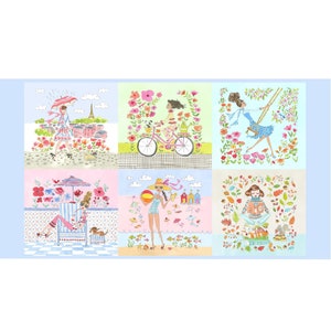 SALE Calendar Girls by Anne Keenan Higgins for Free Spirit Fabrics - Spring Summer Panel - PWAK007.XPANEL - 24"x44" 2023