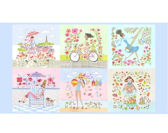 SALE Calendar Girls by Anne Keenan Higgins for Free Spirit Fabrics - Spring Summer Panel - PWAK007.XPANEL - 24"x44" 2023