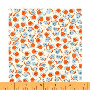 Heather Ross 20th Anniversary Reprint Windham Fabrics - 39660A-7 Orange Snails 124