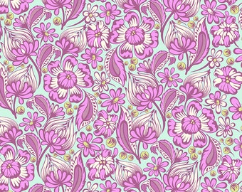 Chipper by Tula Pink for Free Spirit - Wild Vines - Raspberry - 1/2 Yard Cotton Quilt Fabric 8-21