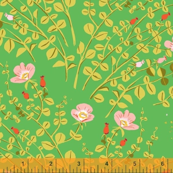 Heather Ross 20th Anniversary Reprint Windham Fabrics - Green Nanny Bee Briar Rose 124