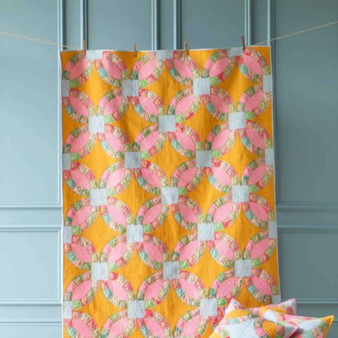 Forever Yours Mustard Quilt Kit Featuring Pie in the Sky by Etsy