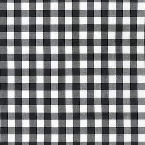 May include: Black and white gingham fabric with a checkered pattern.