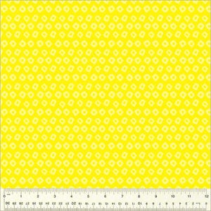 May include: Yellow fabric with a white diamond pattern. The fabric is 12 inches (30.48 cm) wide.