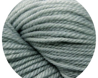 May include: A skein of soft, light blue yarn. The yarn is made of wool and is perfect for knitting or crocheting.