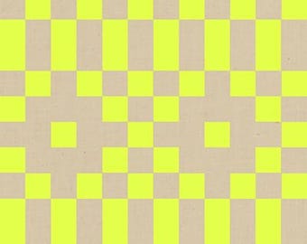 Lofi Linen by Rashida Ruby Star Society -   Bitmapped Check Neon Yellow - RS1136 13CL 226
