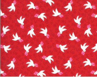 Be Mine by Stacy Iest Hsu for Moda - Airmail - Kisses - Red - 20713 14 - 100% Cotton Quilt Fabric - Choose your Size K