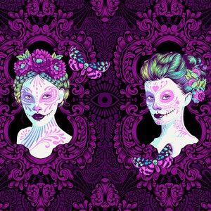 RARE De la Luna par Tula Pink for Free Spirit - Possessed - Clairvoyant - Tissu de courtepointe en coton - Pièce de 1/3 yard 4 à 5 camées par coupe 125