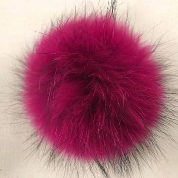 Snap on Raccoon XL Pom Pom 15 cm - Hot Pink Fucshia