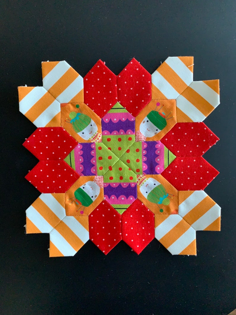 Patchwork of the Crosses Block Kit Pincushions Orange Stripes No. 1 image 1