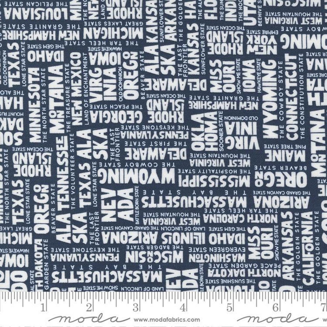 Stateside States by Sweetwater - America USA Text Words Navy Blue ...