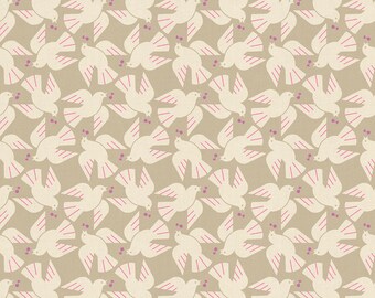 Lofi Linen by Rashida Ruby Star Society -   Flock Yeah Birds Khaki - RS1131 17CL 226