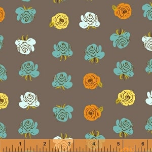 Far Far Away 2 by Heather Ross Windham Fabrics - 51203-7 - Roses - Smoke 823