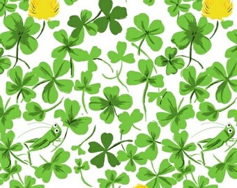Heather Ross Briar Rose for Windham Fabrics - Cricket Clover Yellow - 1/2 yard cotton quilt fabric 516