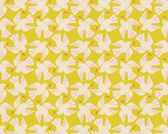 Lofi Linen by Rashida Ruby Star Society -   Flock Yeah Birds Citron Yellow - RS1131 19CL 226