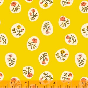 Heather Ross 20th Anniversary Reprint Windham Fabrics - 40930A-7 Yellow Small Roses from Tiger Lily 124