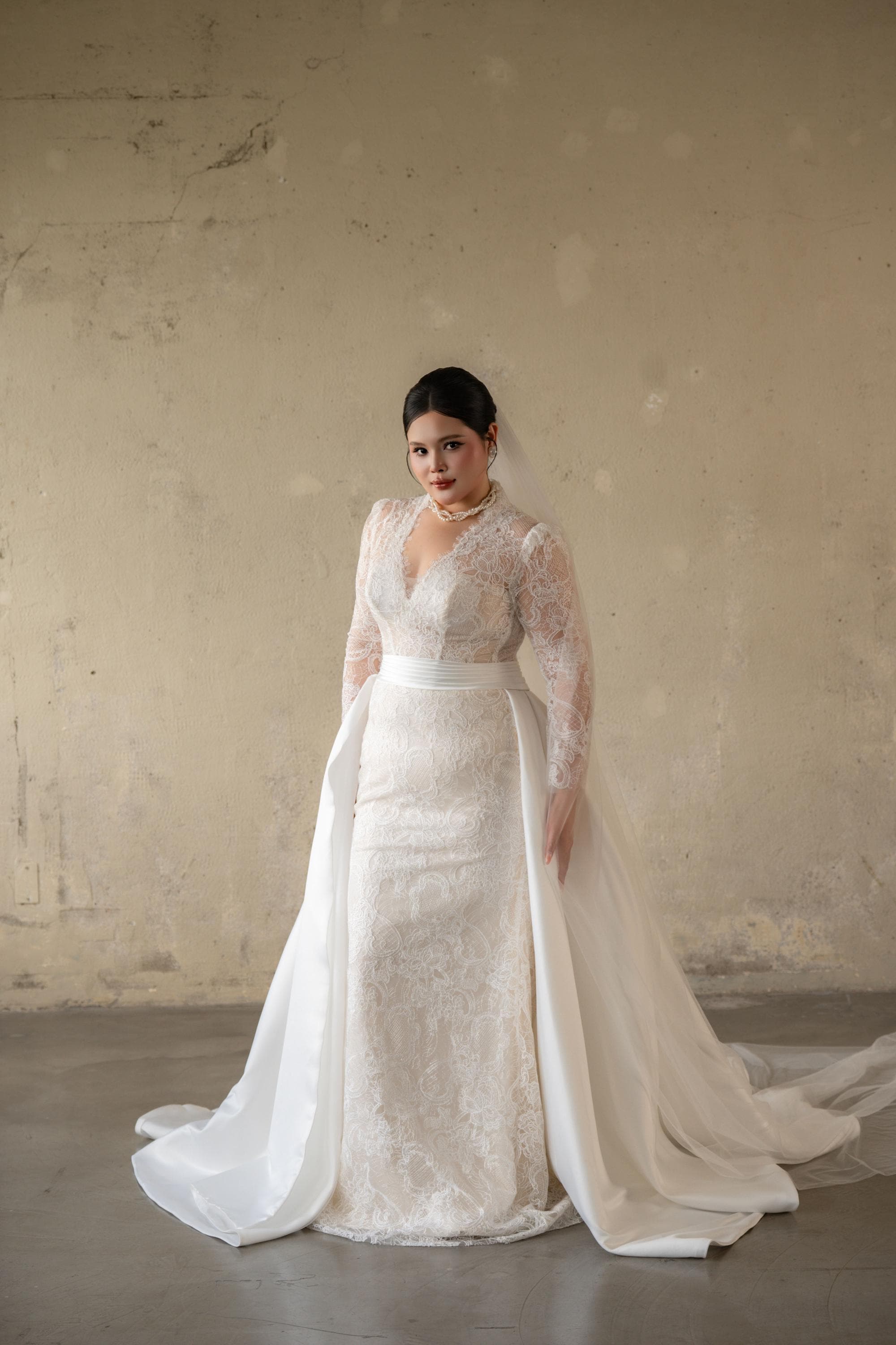 Lace Long Sleeve Satin Wedding Dress - Etsy