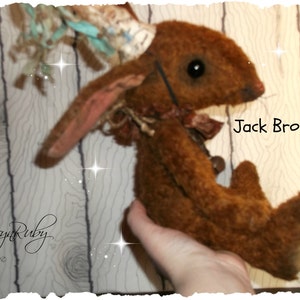 PDF EPattern  to make 12 inch &#39;Jack Brown&#39;   Vintage Style Viscose or Mohair Rabbit  by Artist KarynRuby