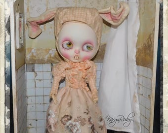 Blythe ~ Vintage Victorian Style Rabbit Outfit~ 2piece OOAK ~ By KarynRuby