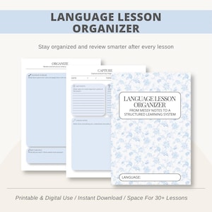 Language Lesson Organizer Printable PDF | Language Learning Notebook | Vocabulary Grammar Study Planner | Notes Journal