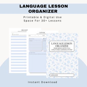 Language Lesson Organizer Printable PDF | Language Learning Notebook | Vocabulary Grammar Study Planner | Notes Journal