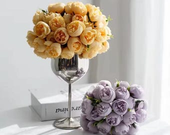 Boeket imitatiepioenroos en austinroos - kunstzijdebloemen voor huisdecoratie en bruiloften