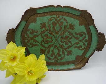 Green and Gold Florentine Tray