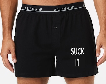 Funny Personalised Men’s Boxers “Suck it” Custom Underwear Gift for Him