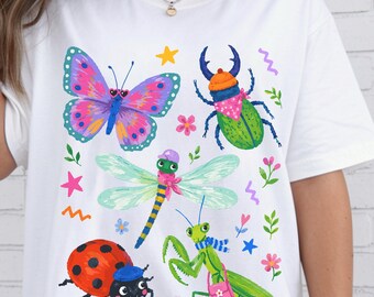 Insect PNG, Bug Lover Clipart, Garden Bugs Shirt Design, Ladybug Dragonfly Butterfly, Entomology, Nature Teacher Spring Graphic Art