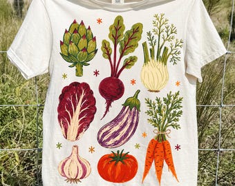 PNG de verduras vintage, diseño de camiseta de verduras botánicas, gráfico de mercado de agricultores, PNG de productos de jardín, camiseta de jardinero
